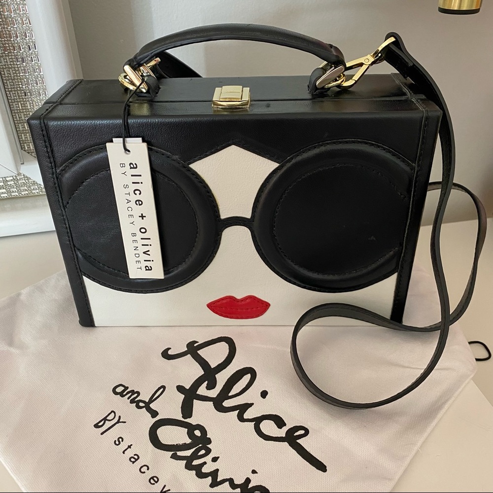 RARE Alice + Olivia Stace Face Trunk Leather Bag - NWT